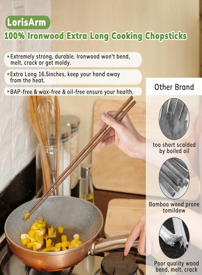 LorisArm Cooking Chopsticks Extra Long 16.5", Wooden Kitchen Chopstick Reusable for Noodles Frying Hotpot (16.5) - Image 3